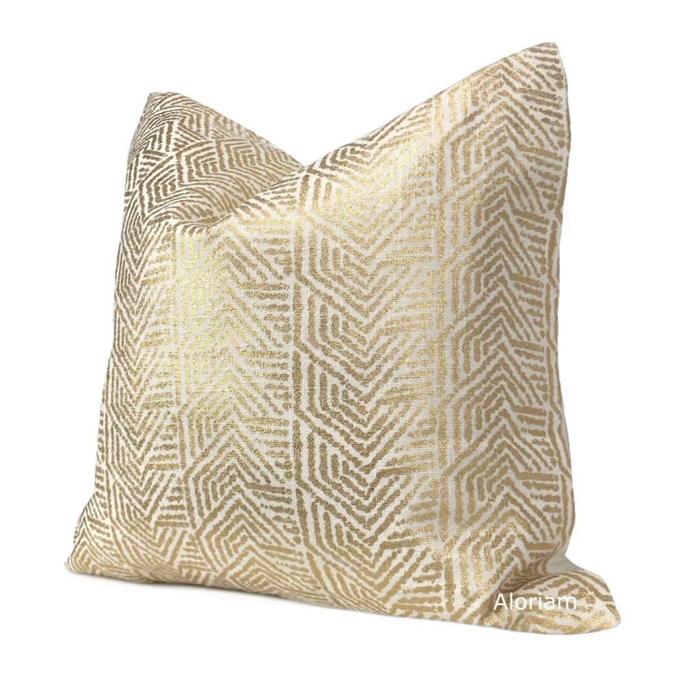 Julian Metallic Gold Tribal Chevron Pillow Cover - Aloriam