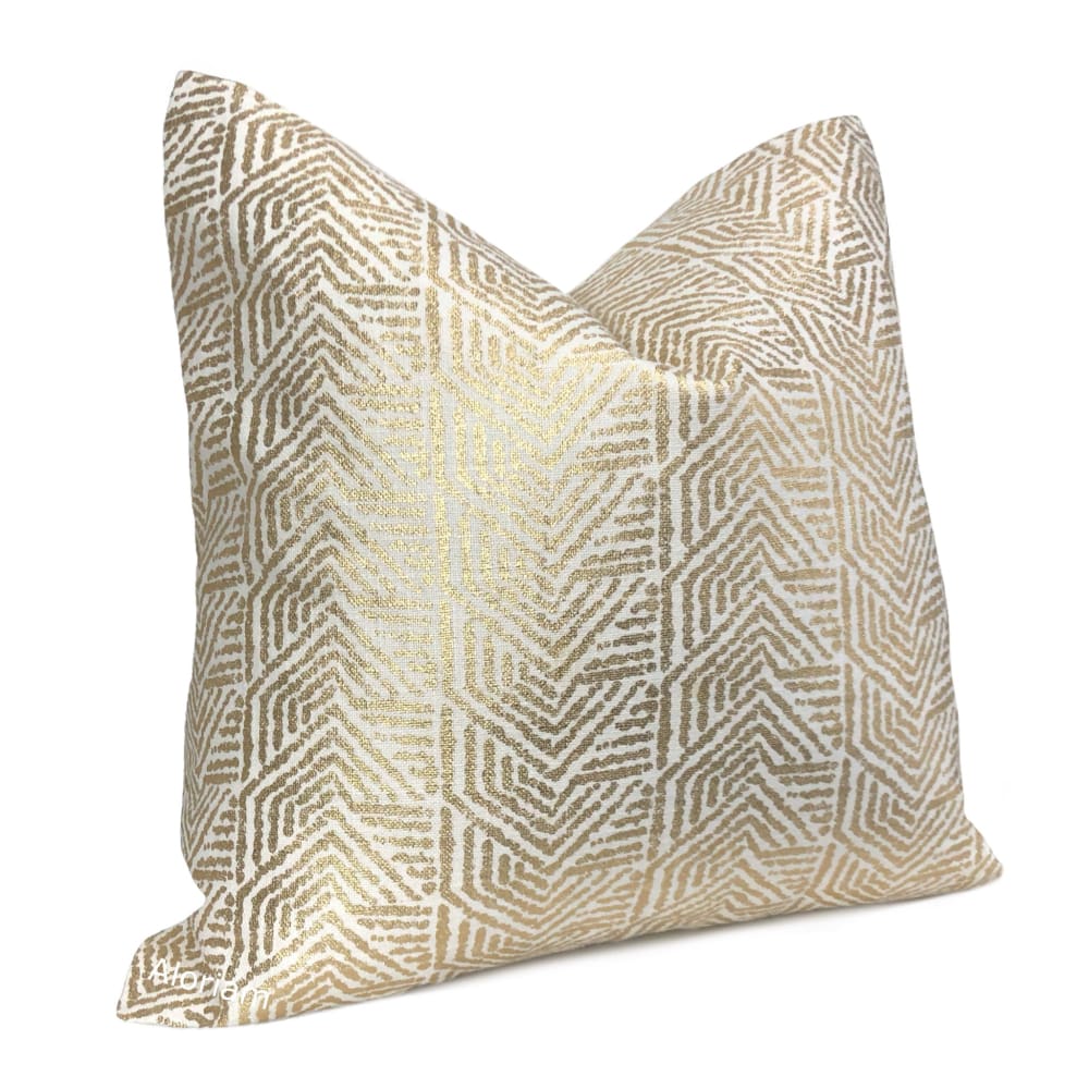 Julian Metallic Gold Tribal Chevron Pillow Cover - Aloriam