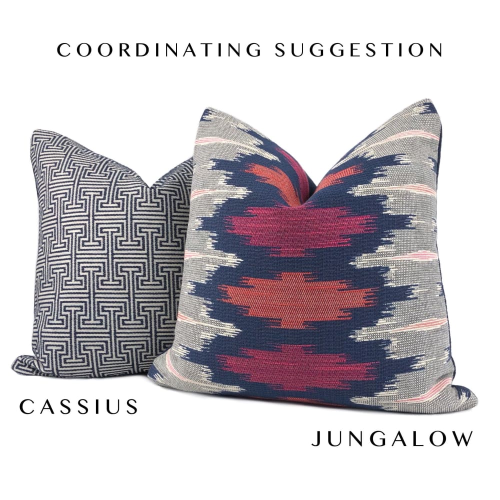 Justina Blakeney Jungalow Navy Blue Pink Geo Boho Chic Pillow Cover - Aloriam