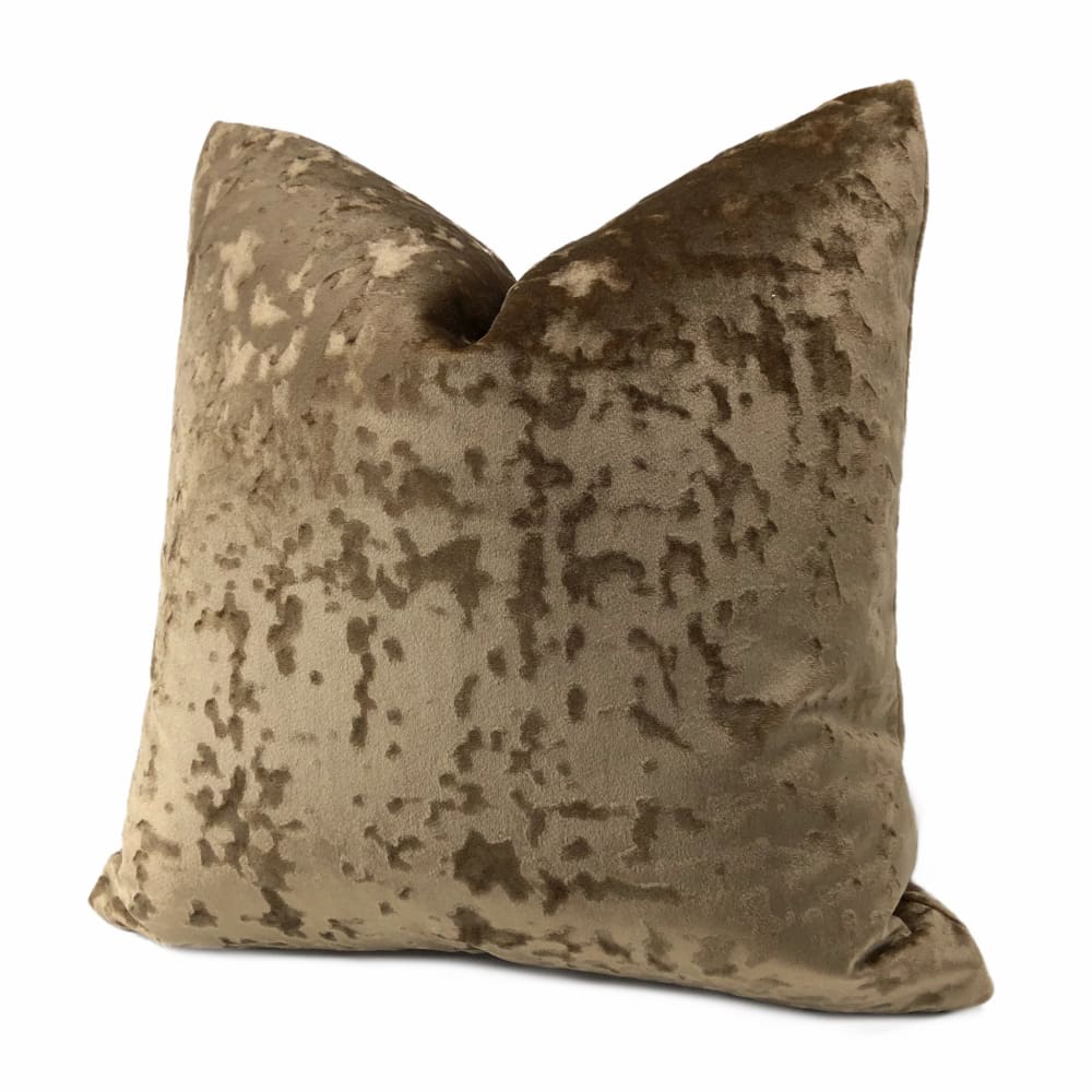 Kael I Sable Brown Abstract Distressed Tonal Velvet Pillow Cover - Aloriam