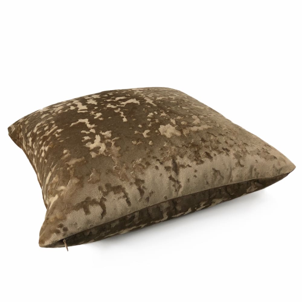 Kael I Sable Brown Abstract Distressed Tonal Velvet Pillow Cover - Aloriam