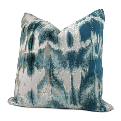 Kodiak I Green Teal Aqua Abstract Velvet Pillow Cover - Aloriam