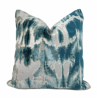 Kodiak I Green Teal Aqua Abstract Velvet Pillow Cover - Aloriam