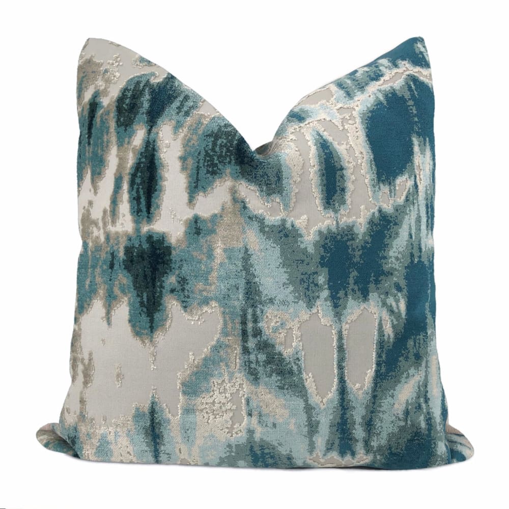 Kodiak I Green Teal Aqua Abstract Velvet Pillow Cover - Aloriam