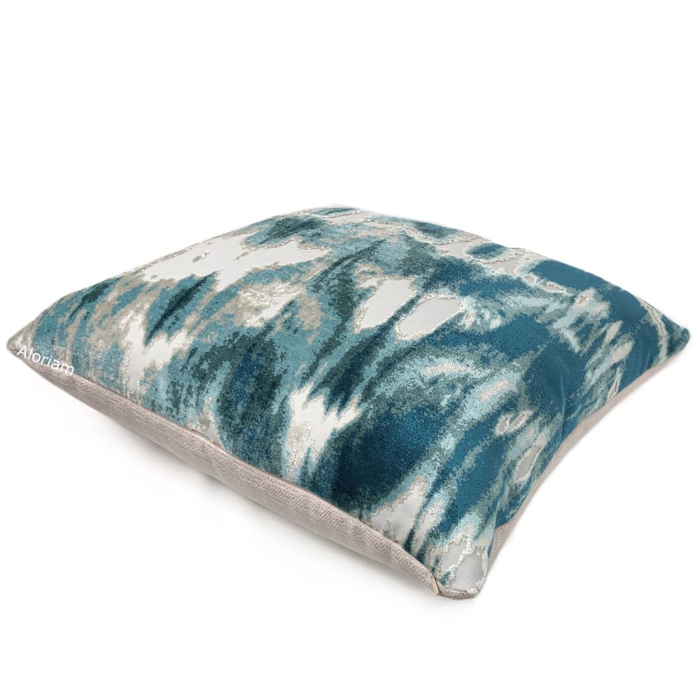 Kodiak I Green Teal Aqua Abstract Velvet Pillow Cover - Aloriam