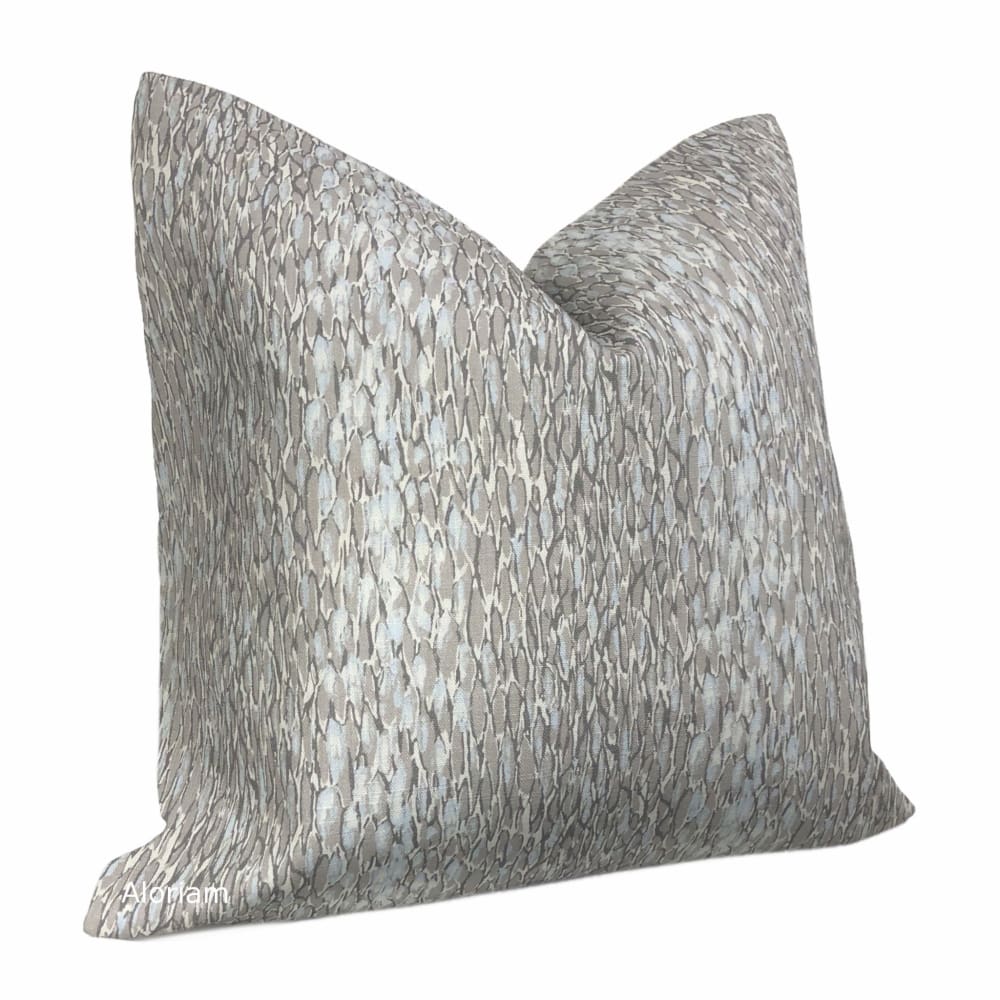 Kravet Chromis Metal Gray Blue Abstract Linen Pillow Cover - Aloriam