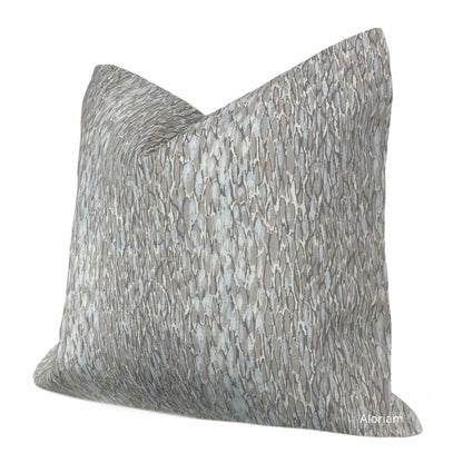 Kravet Chromis Metal Gray Blue Abstract Linen Pillow Cover - Aloriam