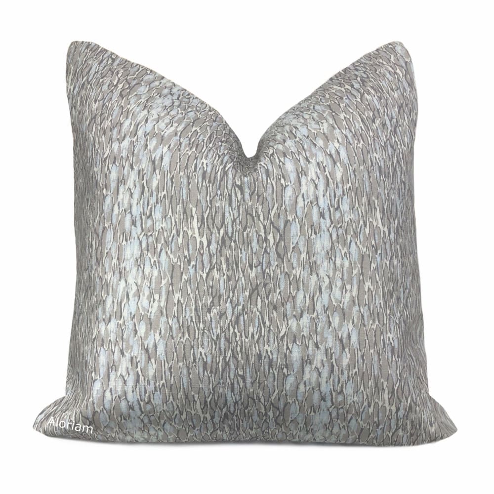 Kravet Chromis Metal Gray Blue Abstract Linen Pillow Cover - Aloriam