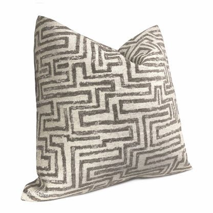 Kyle Brown Ecru Maze Pillow Cover - Aloriam