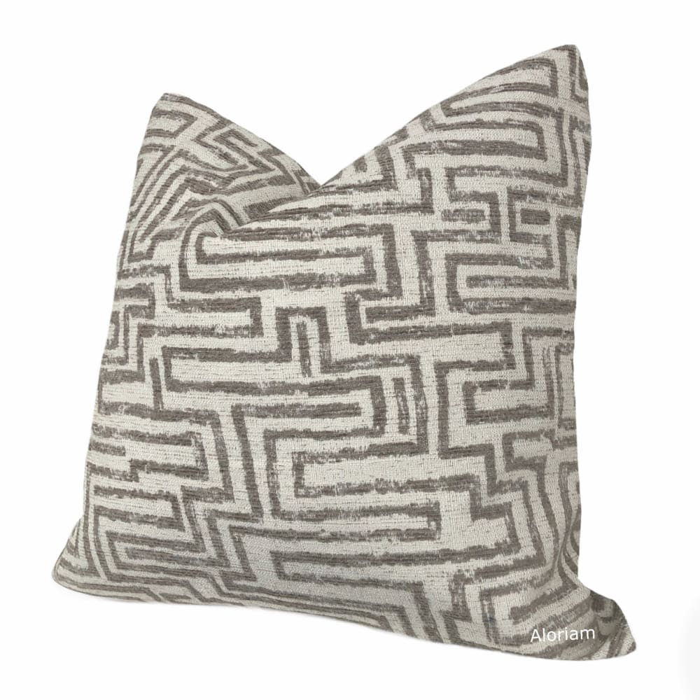 Kyle Brown Ecru Maze Pillow Cover - Aloriam