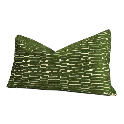 Lincoln Moss Green Geometric Velvet Pillow Cover - Aloriam