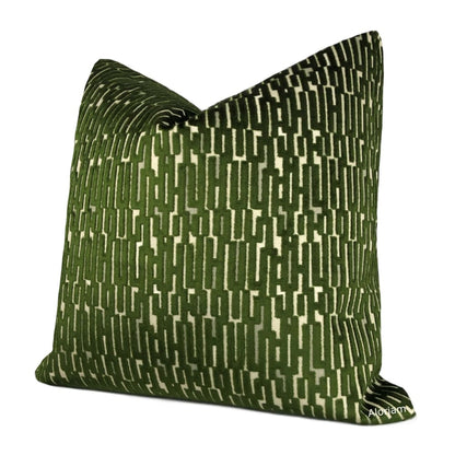 Lincoln Moss Green Geometric Velvet Pillow Cover - Aloriam