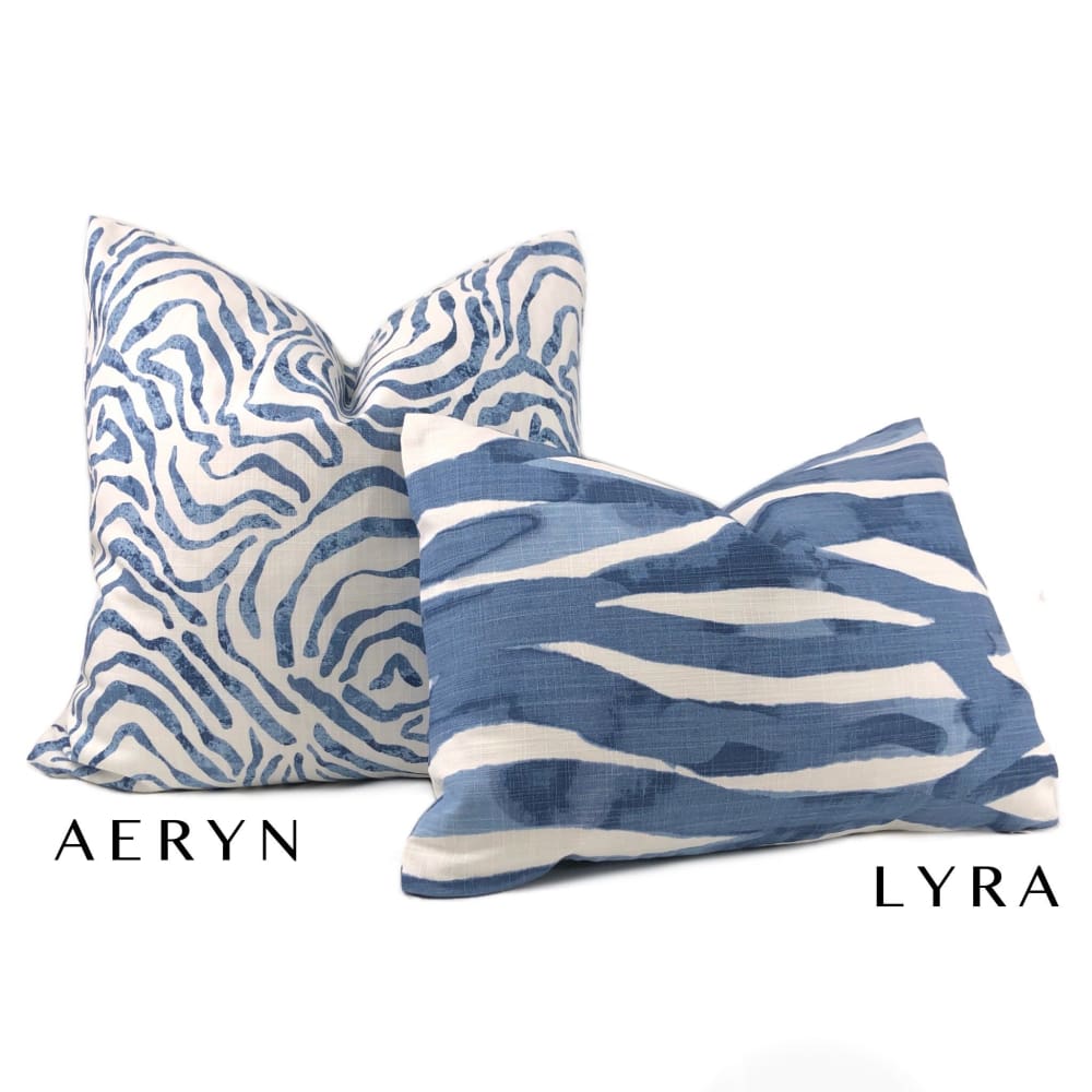 Lyra Blue White Brushstrokes Pillow Cover - Aloriam