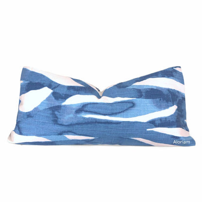 Lyra Blue White Brushstrokes Pillow Cover - Aloriam