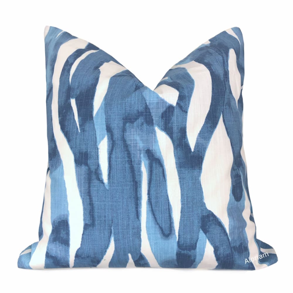 Lyra Blue White Brushstrokes Pillow Cover - Aloriam