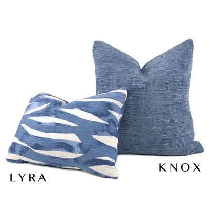 Lyra Blue White Brushstrokes Pillow Cover - Aloriam