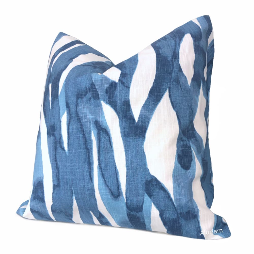 Lyra Blue White Brushstrokes Pillow Cover - Aloriam