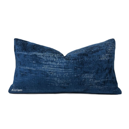 Marsden Sapphire Blue Distressed Tonal Chenille Pillow Cover - Aloriam