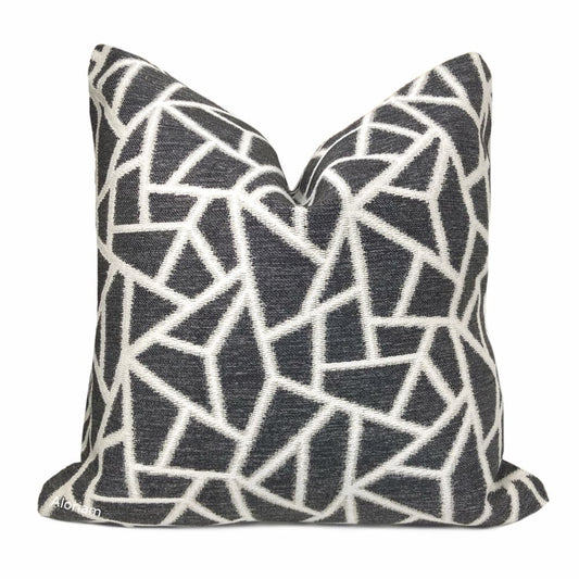 Milo Dark Gray White Mosaic Pattern Pillow Cover - Aloriam