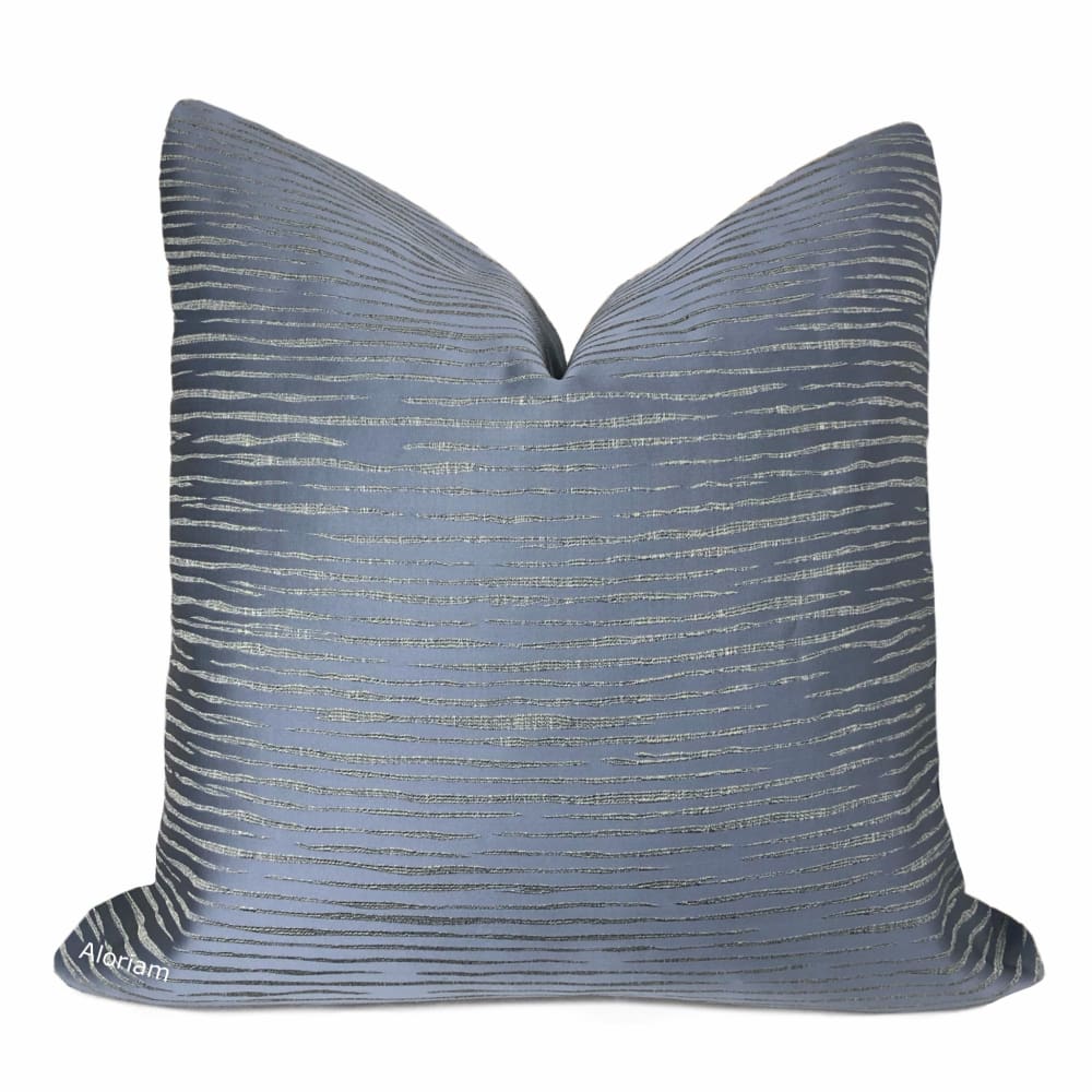 Morrison Slate Blue Freeform Stripes Pillow Cover - Aloriam