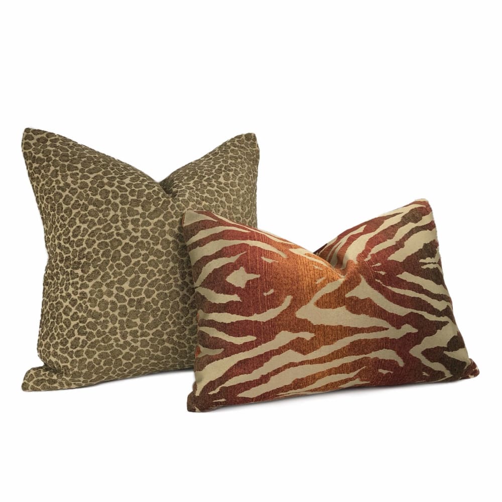 Niobe Brown Leopard Spots Chenille Pillow Cover - Aloriam