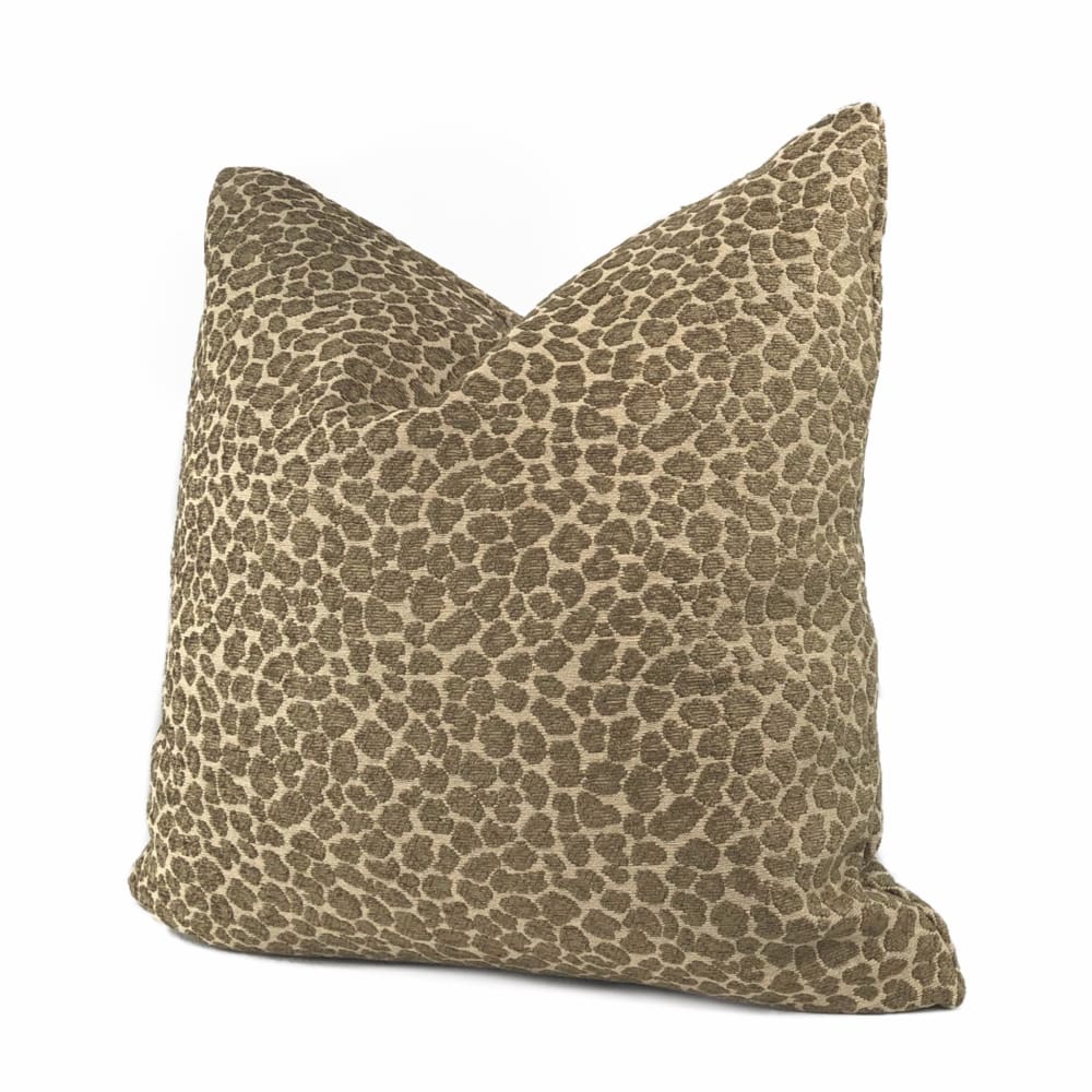 Niobe Brown Leopard Spots Chenille Pillow Cover - Aloriam