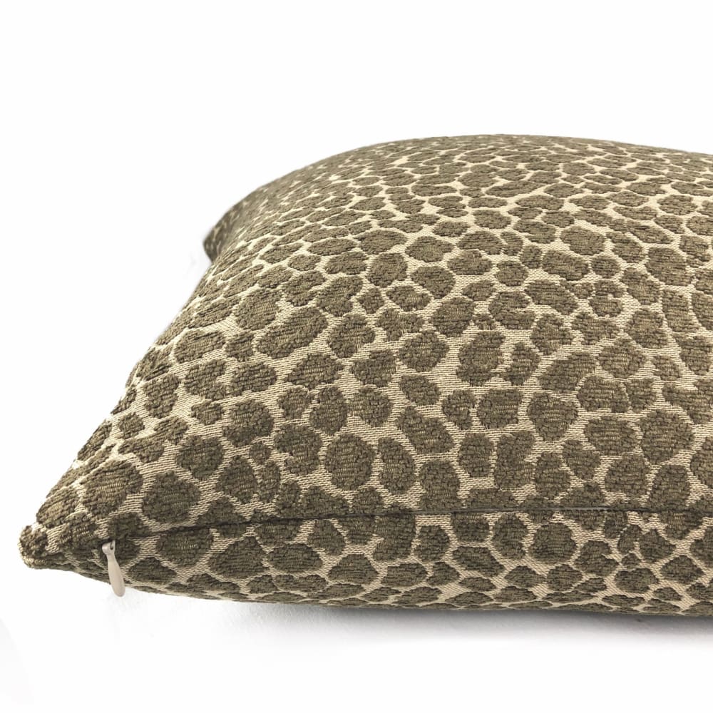 Niobe Brown Leopard Spots Chenille Pillow Cover - Aloriam