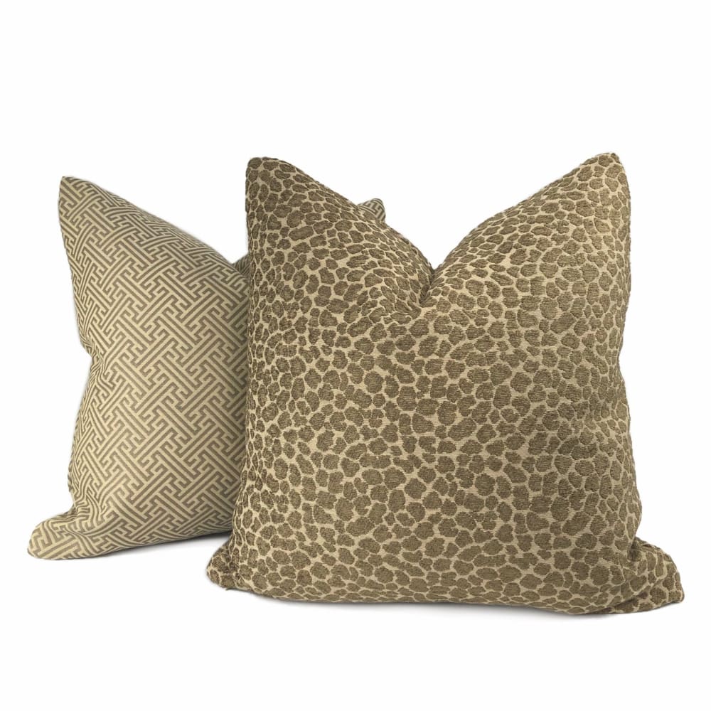 Niobe Brown Leopard Spots Chenille Pillow Cover - Aloriam