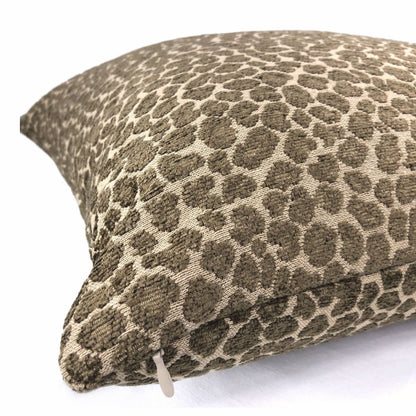 Niobe Brown Leopard Spots Chenille Pillow Cover - Aloriam