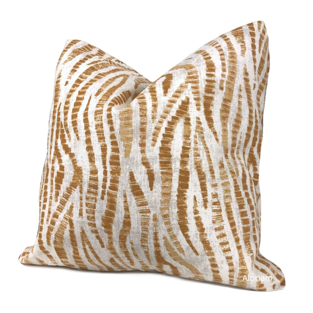 Omar Ochre Brown Animal Stripe Pillow Cover - Aloriam