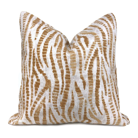 Omar Ochre Brown Animal Stripe Pillow Cover - Aloriam