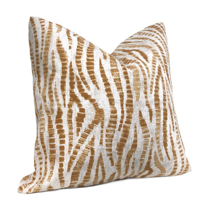 Omar Ochre Brown Animal Stripe Pillow Cover - Aloriam