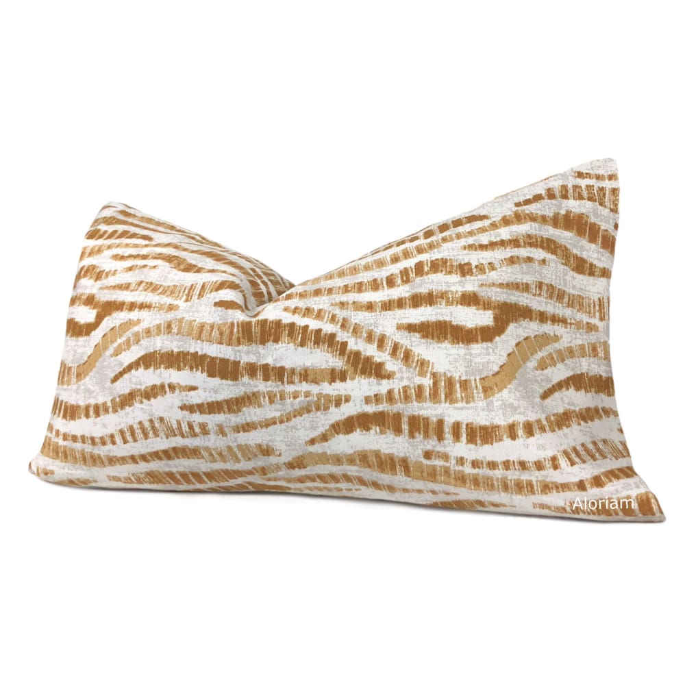 Omar Ochre Brown Animal Stripe Pillow Cover - Aloriam