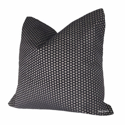 Oscar Black Gray Velvet Dots Pillow Cover - Aloriam