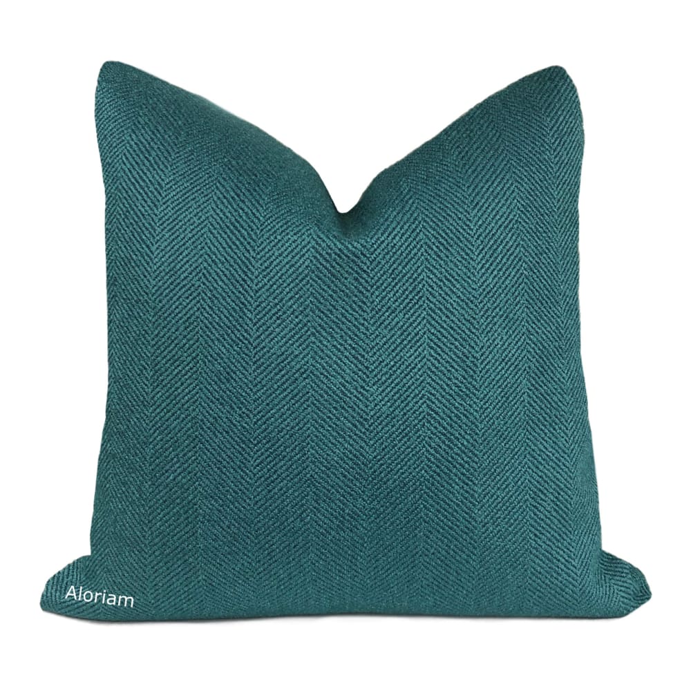 Parker Teal Green Herringbone Chevron Pillow Cover - Aloriam