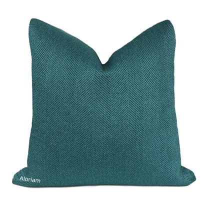 Parker Teal Green Herringbone Chevron Pillow Cover - Aloriam