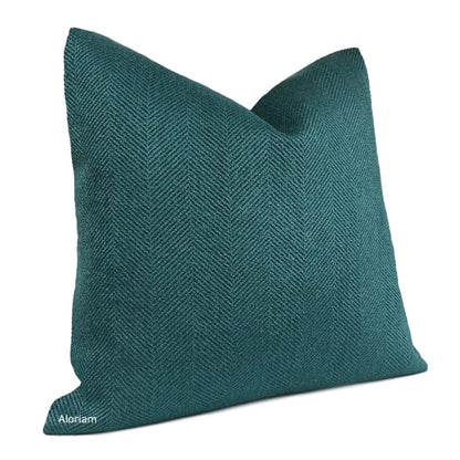 Parker Teal Green Herringbone Chevron Pillow Cover - Aloriam