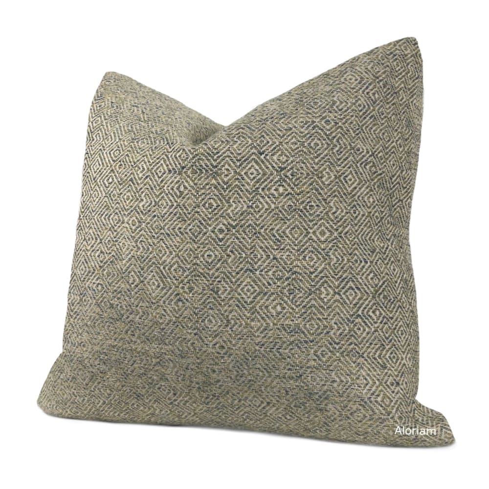 Perryn Lichen Green Diamond Geo Chenille Pillow Cover - Aloriam