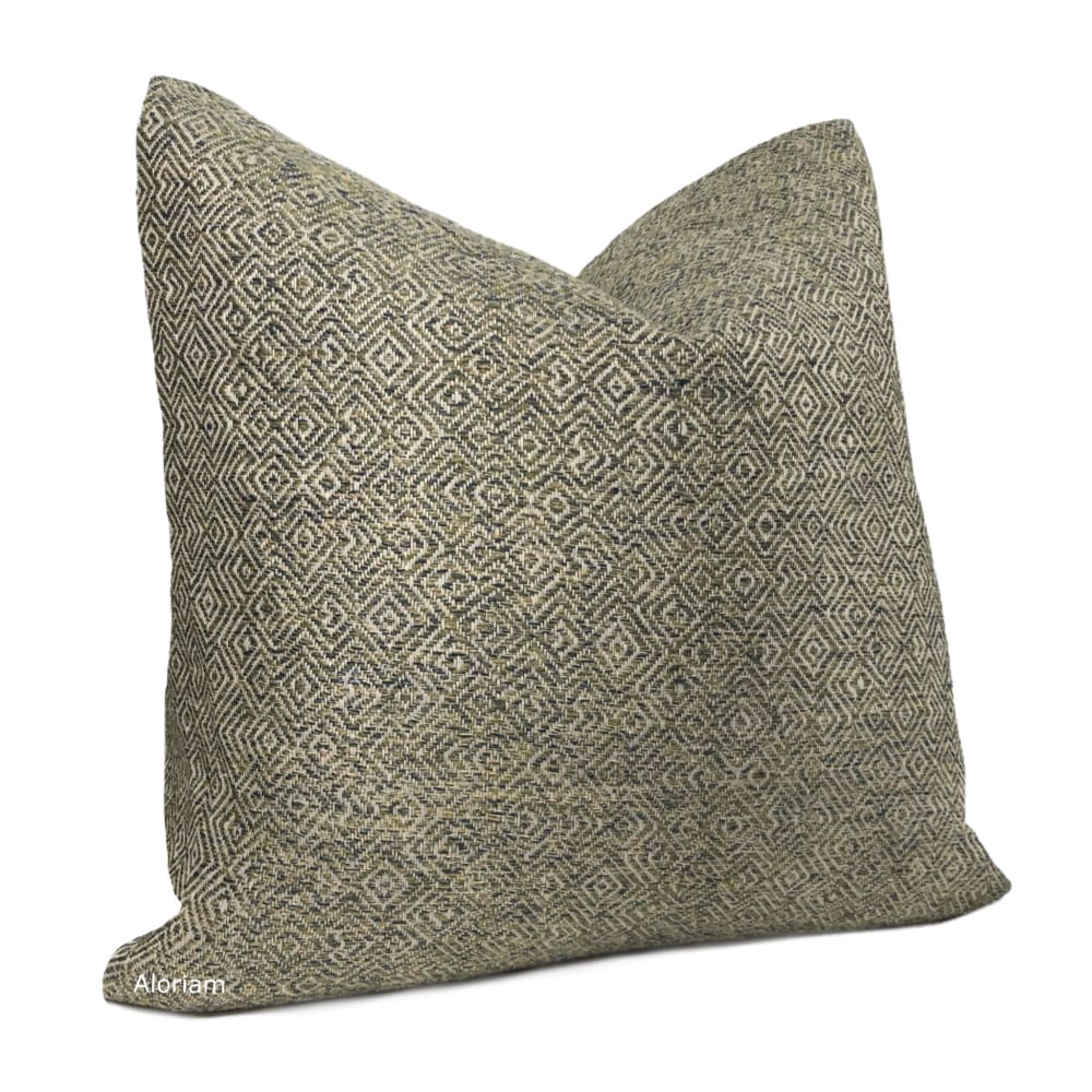 Perryn Lichen Green Diamond Geo Chenille Pillow Cover - Aloriam