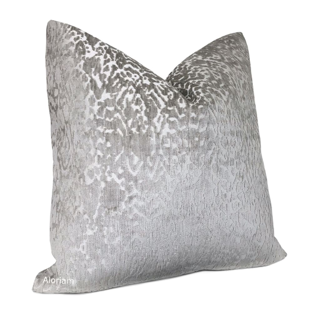 Regis Gray Leopard Textured Chenille Pillow Cover - Aloriam