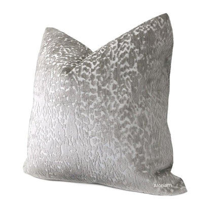 Regis Gray Leopard Textured Chenille Pillow Cover - Aloriam