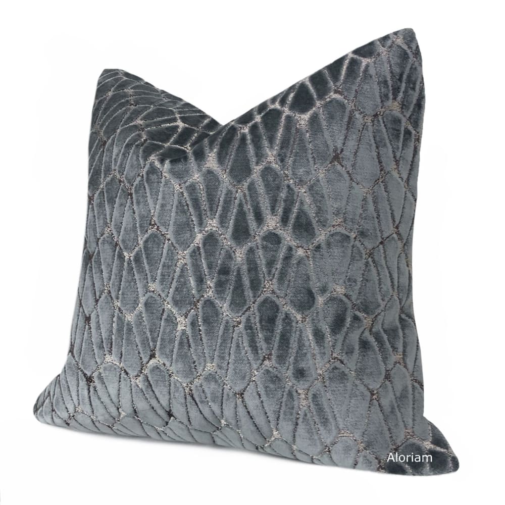 Rombo Storm Gray Cut Velvet Pillow Cover (Romo Black Edition Fabric) - Aloriam