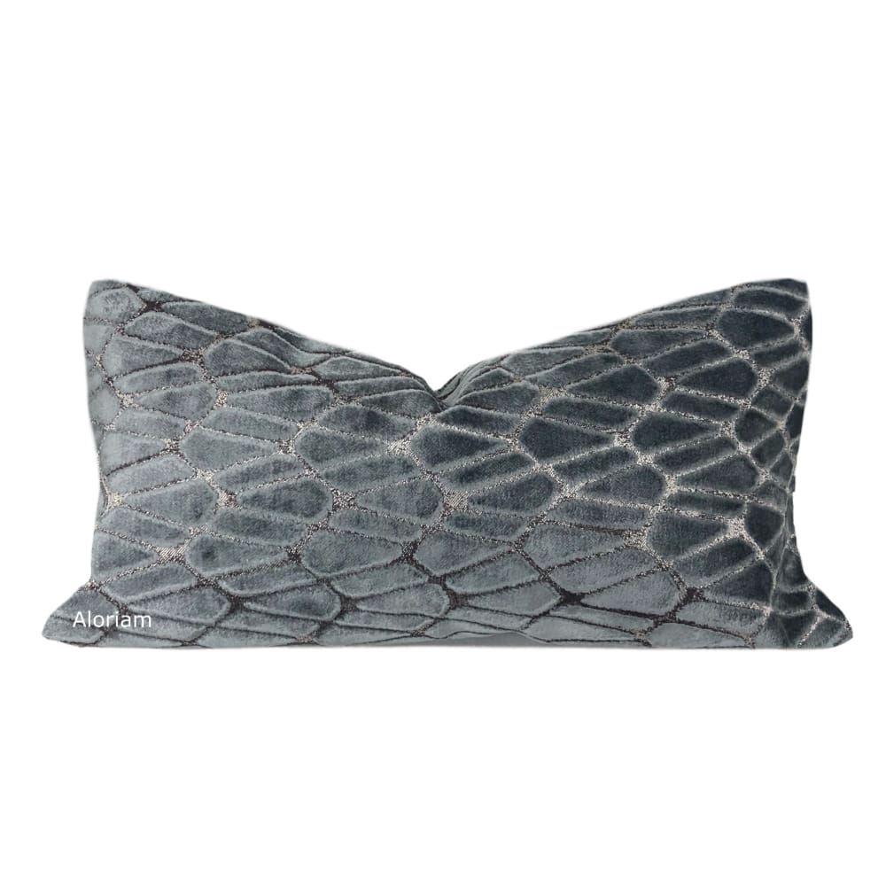 Rombo Storm Gray Cut Velvet Pillow Cover (Romo Black Edition Fabric) - Aloriam