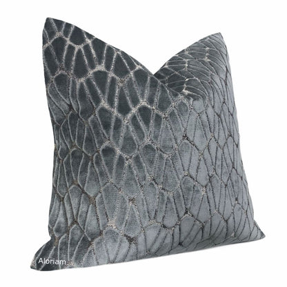 Rombo Storm Gray Cut Velvet Pillow Cover (Romo Black Edition Fabric) - Aloriam