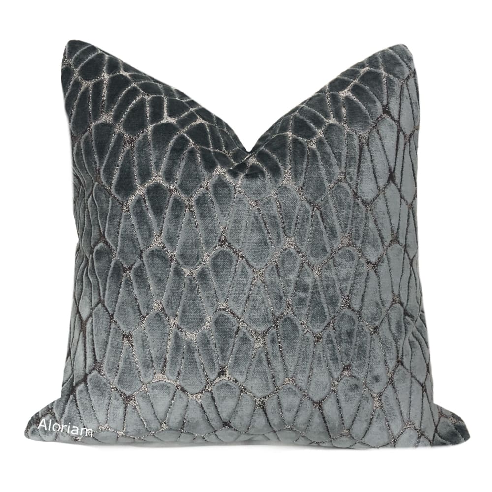 Rombo Storm Gray Cut Velvet Pillow Cover (Romo Black Edition Fabric) - Aloriam