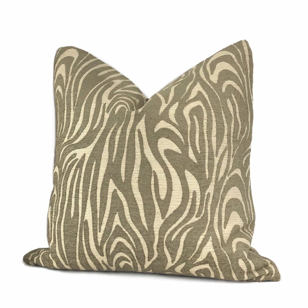 Saber Brown Beige Animal Stripe Chenille Pillow Cover - Aloriam