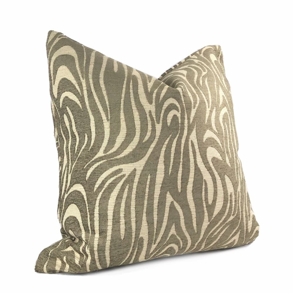 Saber Brown Beige Animal Stripe Chenille Pillow Cover - Aloriam