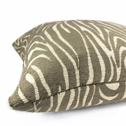 Saber Brown Beige Animal Stripe Chenille Pillow Cover - Aloriam