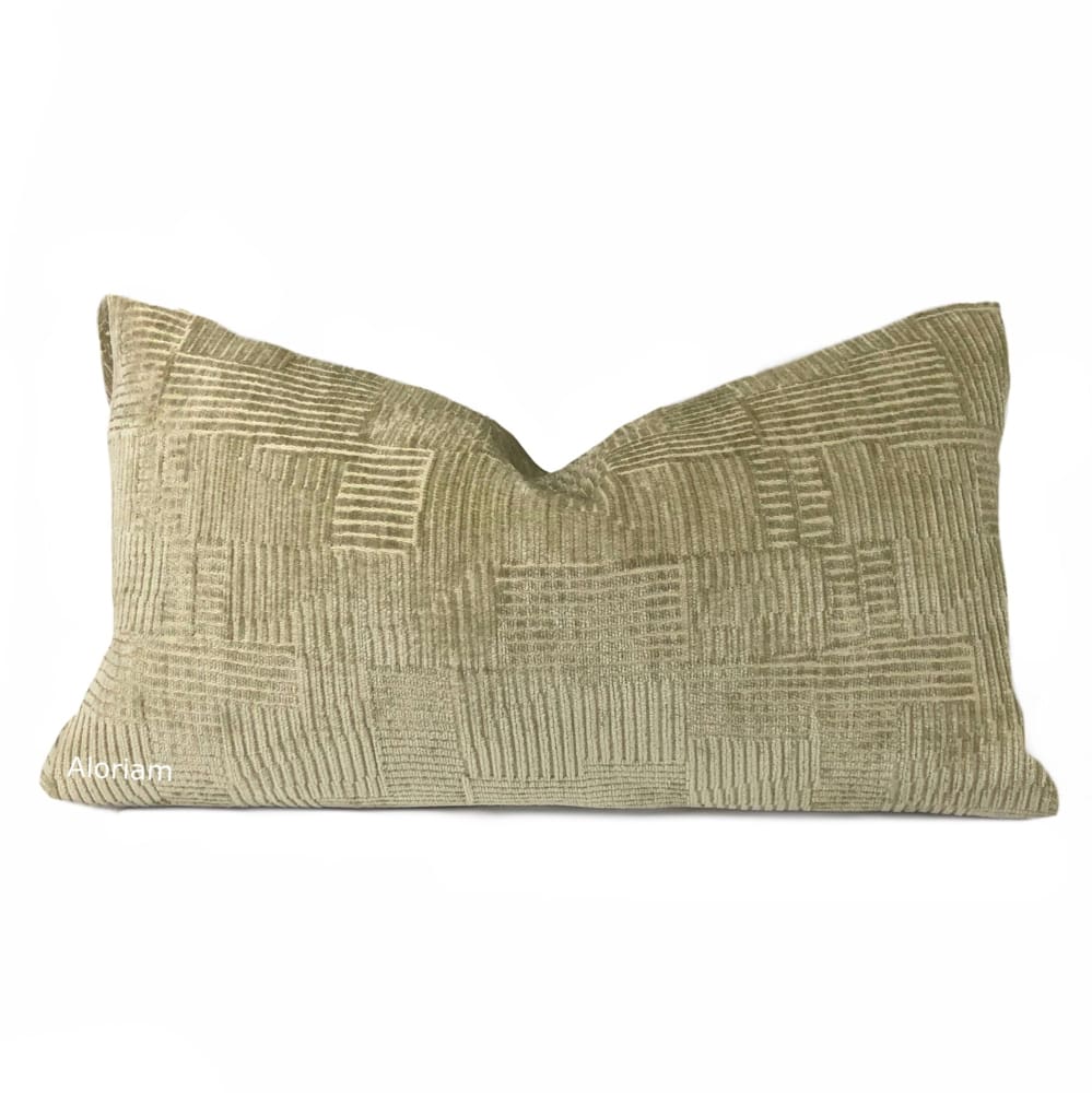 Samuel Khaki Crosshatch Textured Chenille Pillow Cover - Aloriam