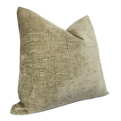 Samuel Khaki Crosshatch Textured Chenille Pillow Cover - Aloriam